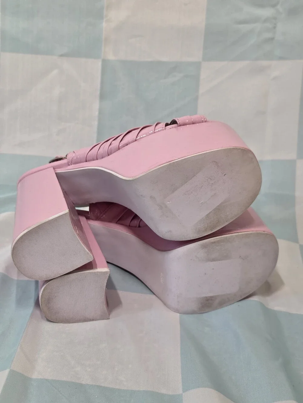 Jeffrey Campbell Pink Patent ROCK-IT-2 Platform Sandals 8.5